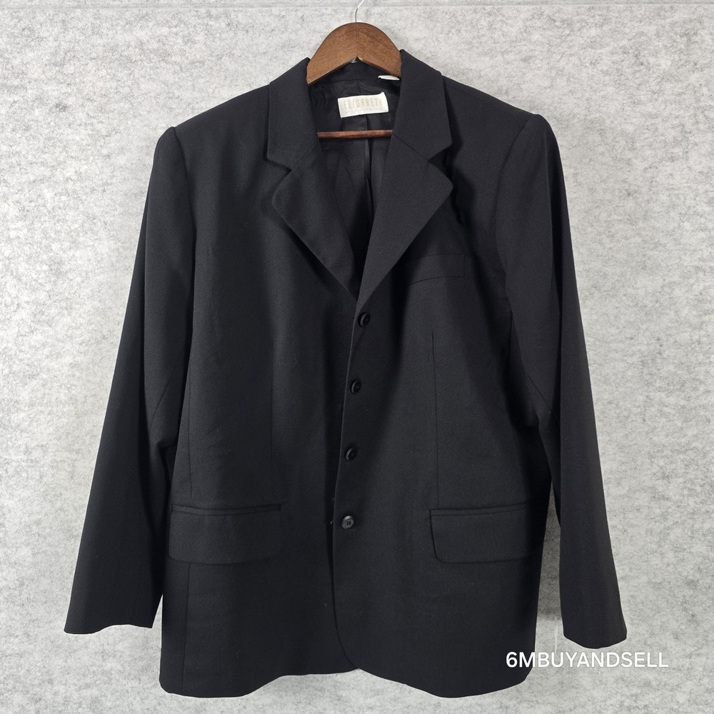 Elisabeth Liz Claiborne Black Blazer Jacket 4 Button Women's Plus Size 18 Formal